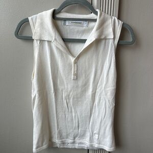 J.Lindeberg Sleeveless White Polo Top – Size Small